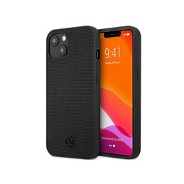 Mercedes iPhone 13 black hardcase Leather Meshed Metal Logo