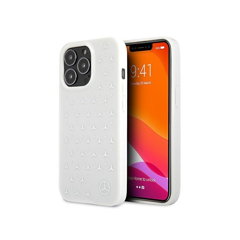 Mercedes iPhone 13/13 Pro white hardcase Silver Stars Pattern Mercedes iPhone 13/13 Pro white hardcase Silver Stars Pattern