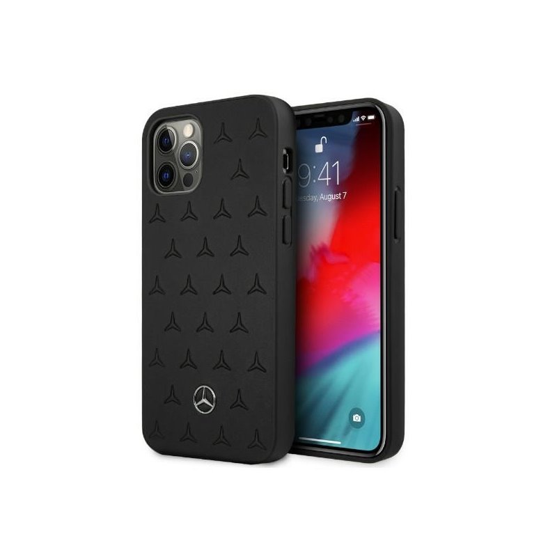 Mercedes iPhone 12 Pro Max black hardcase Leather Stars Pattern Mercedes iPhone 12 Pro Max black hardcase Leather Stars Pattern