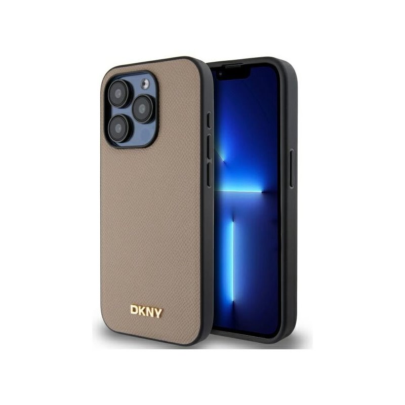 DKNY iPhone 15 Pro Max beige hardcase Grained Metal Logo MagSafe DKNY iPhone 15 Pro Max beige hardcase Grained Metal Logo MagSafe