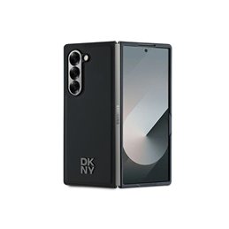 DKNY Samsung Galaxy Z Fold6 black Magsafe Plain Leather Metal Stack Logo