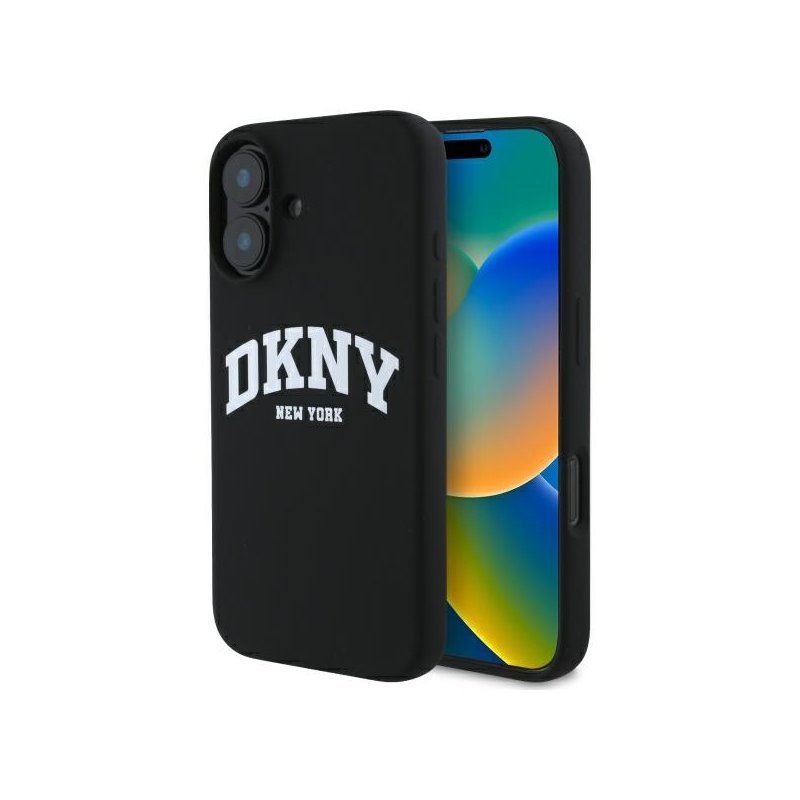 DKNY iPhone 16 black hardcase Silicone White Printed Logo MagSafe DKNY iPhone 16 black hardcase Silicone White Printed Logo MagSafe