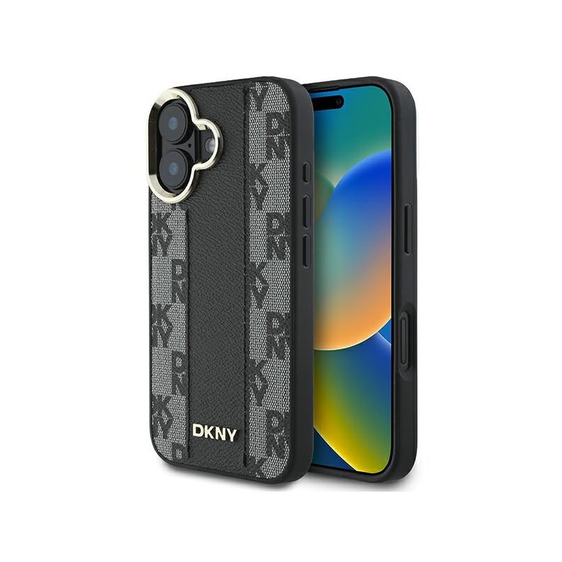 DKNY iPhone 16 Plus black hardcase Checkered Pattern Magsafe