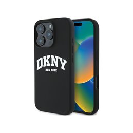DKNY iPhone 16 Pro black hardcase Silicone White Printed Logo MagSafe