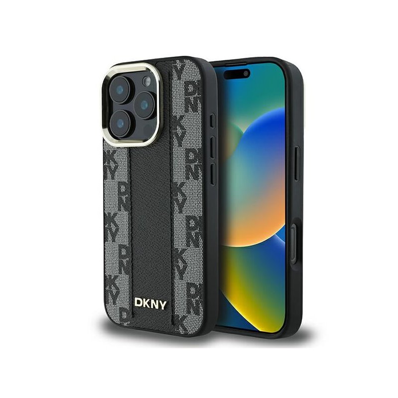 DKNY iPhone 16 Pro black hardcase Checkered Pattern Magsafe