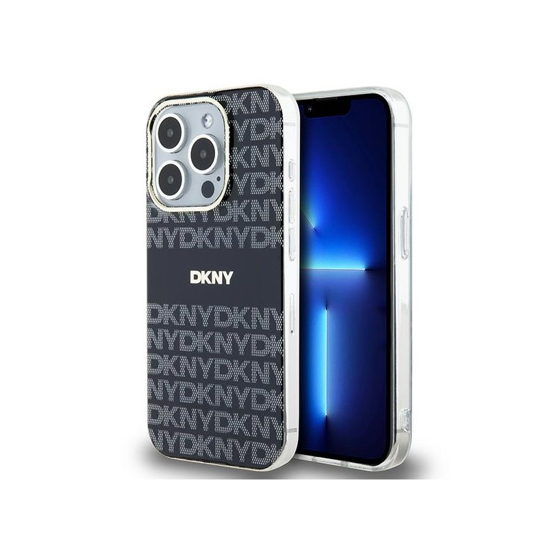 DKNY iPhone 15 Pro Max black hardcase IML Mono & Stripe MagSafe