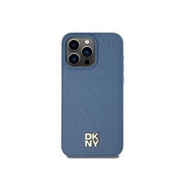 DKNY iPhone 13/14/15 blue hardcase Leather Pattern Metal Logo MagSafe