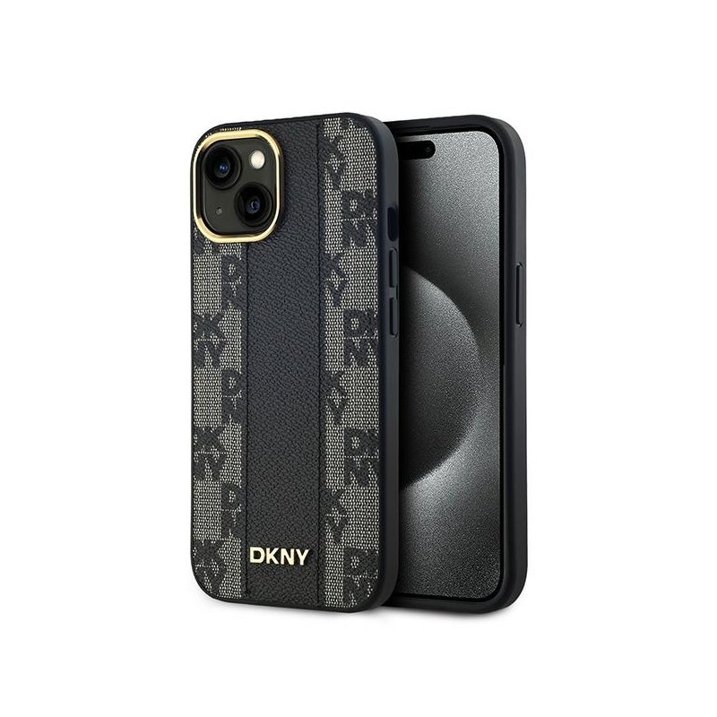 DKNY iPhone 13/14/15 black hardcase Leather Checkered Mono Pattern MagSafe DKNY iPhone 13/14/15 black hardcase Leather Checkered Mono Pattern MagSafe