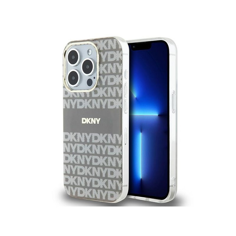 DKNY iPhone 15 Pro beige hardcase IML Mono & Stripe MagSafe DKNY iPhone 15 Pro beige hardcase IML Mono & Stripe MagSafe