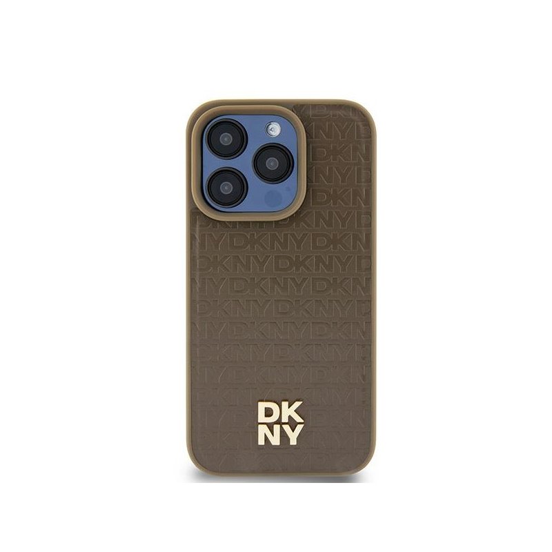 DKNY iPhone 13/14/15 brown hardcase Leather Pattern Metal Logo MagSafe DKNY iPhone 13/14/15 brown hardcase Leather Pattern Metal Logo MagSafe