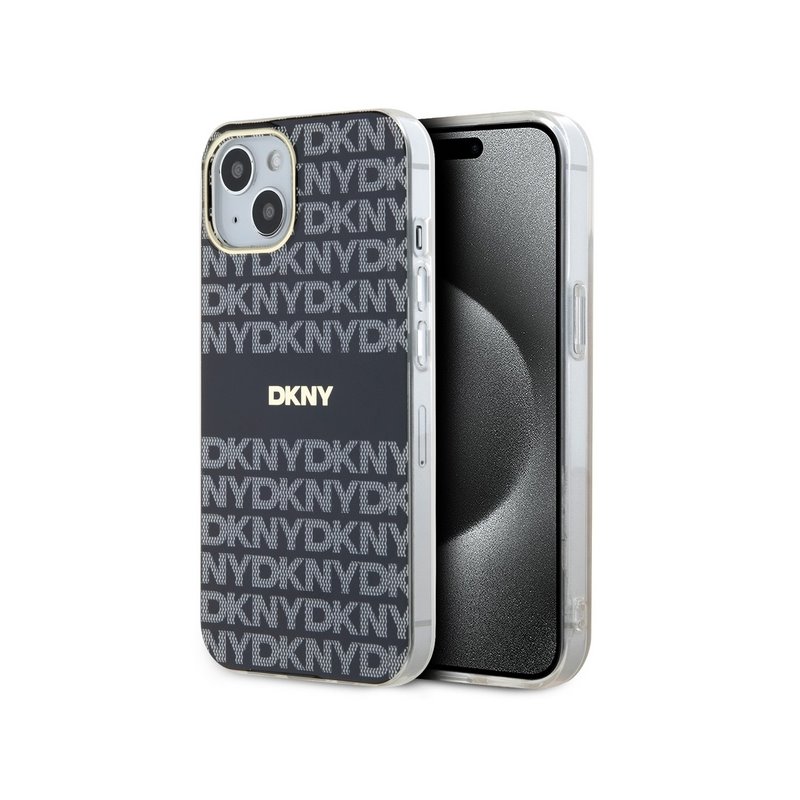 DKNY iPhone 13/14/15 black hardcase IML Mono & Stripe MagSafe DKNY iPhone 13/14/15 black hardcase IML Mono & Stripe MagSafe