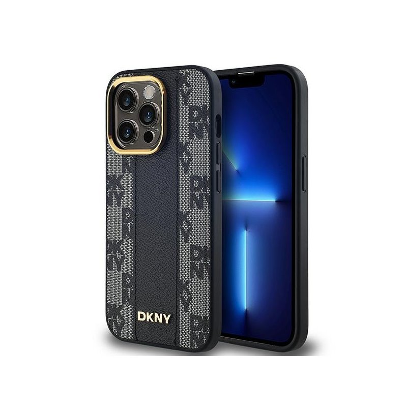 DKNY iPhone 13/13 Pro black hardcase Leather Checkered Mono Pattern MagSafe DKNY iPhone 13/13 Pro black hardcase Leather Checkered Mono Pattern MagSafe