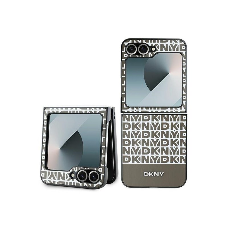 DKNY Samsung Galaxy Z Flip6 F741 brown Repeat Pattern Bottom Stripe
