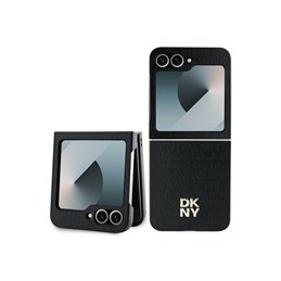 DKNY Samsung Galaxy Z Flip6 F741 black Repeat Pattern Stack Logo