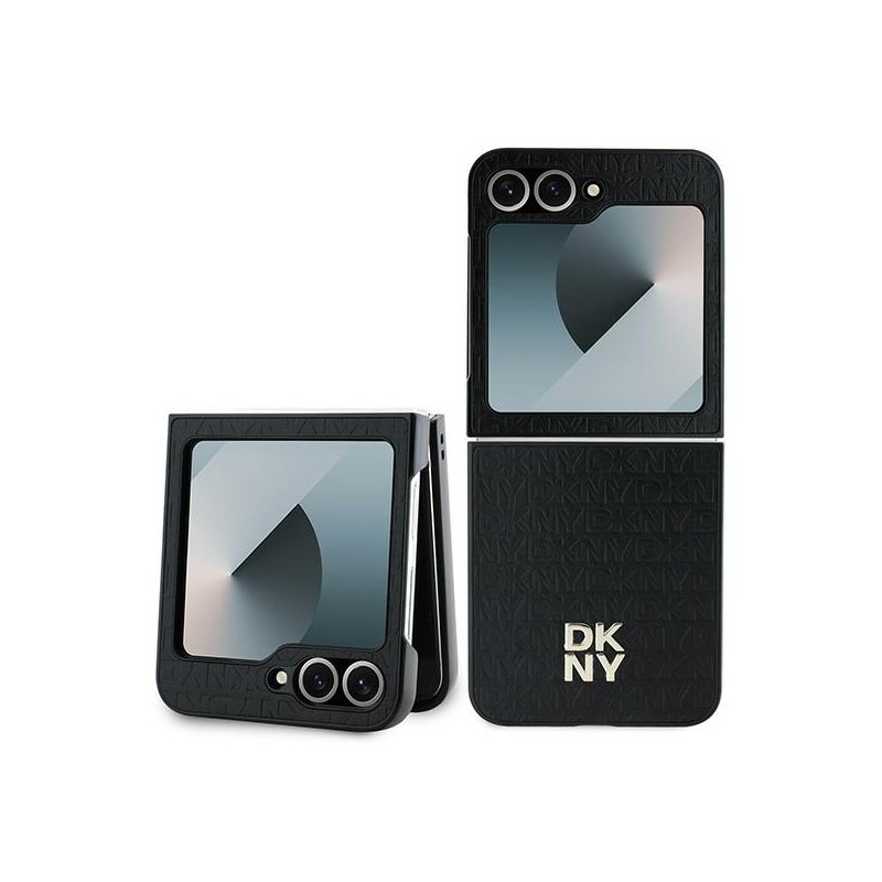 DKNY Samsung Galaxy Z Flip6 F741 black Repeat Pattern Stack Logo DKNY Samsung Galaxy Z Flip6 F741 black Repeat Pattern Stack Logo
