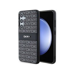 DKNY Samsung Galaxy S24 black hardcase Leather Mono Stripe & Metal Logo