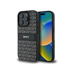 DKNY iPhone 16 Pro Max black hardcase Texture Pattern Tonal Stripe