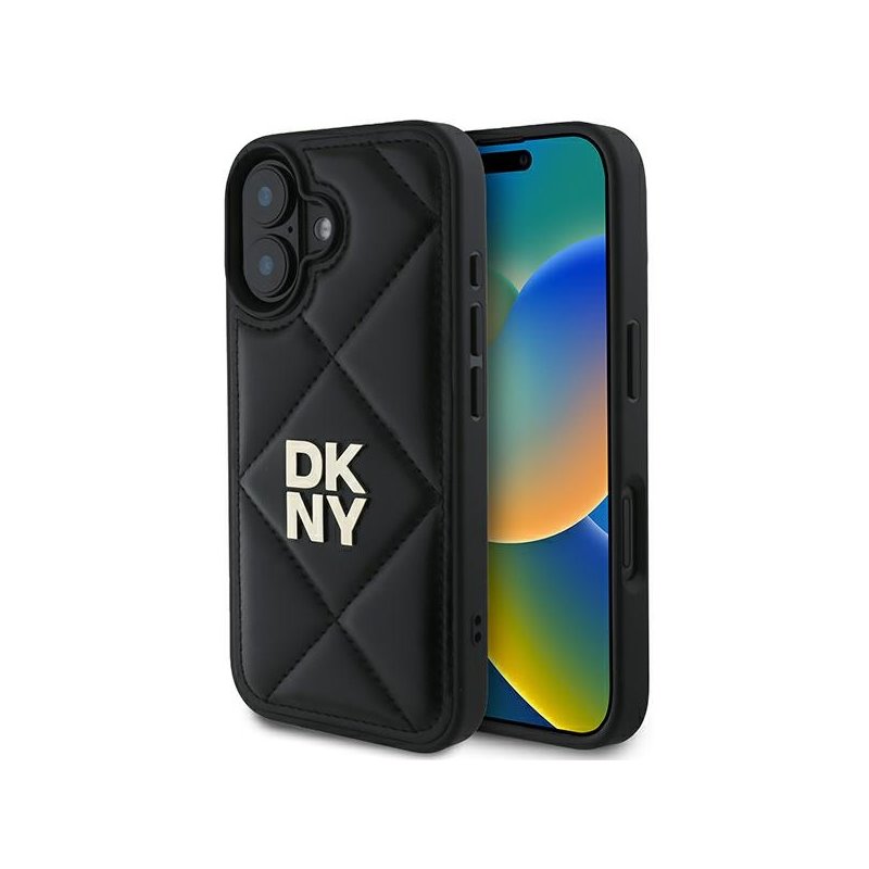 DKNY iPhone 16 black Quilted Stack Logo DKNY iPhone 16 black Quilted Stack Logo