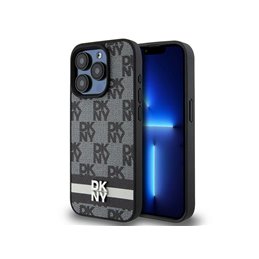 DKNY iPhone 15 Pro Max black hardcase Leather Checkered Mono Pattern & Pri.