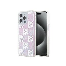 DKNY iPhone 15 Pro Max pink hardcase Liquid Glitter Multilogo