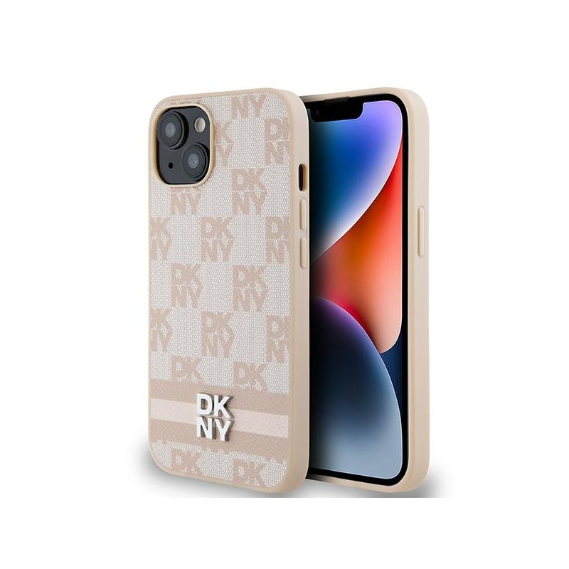 DKNY iPhone 13/14/15 pink hardcase Leather Checkered Mono Pattern & Print. DKNY iPhone 13/14/15 pink hardcase Leather Checkered Mono Pattern & Print.
