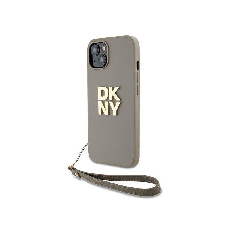 DKNY iPhone 13/14/15 beige hardcase with Wrist Strap and Stock Logo DKNY iPhone 13/14/15 beige hardcase with Wrist Strap and Stock Logo