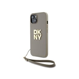 DKNY iPhone 15 Plus beige hardcase with Wrist Strap and Stock Logo