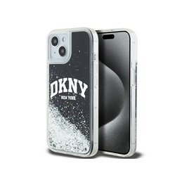 DKNY iPhone 14 Plus/15 Plus black hardcase Liquid Glitter Big Logo
