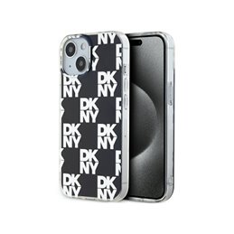 DKNY iPhone 14 Plus/15 Plus black hardcase IML Checkered Mono Pattern