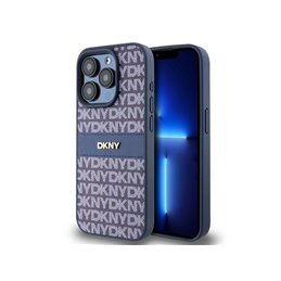 DKNY iPhone 15 Pro blue hardcase Leather Mono Stripe & Metal Logo