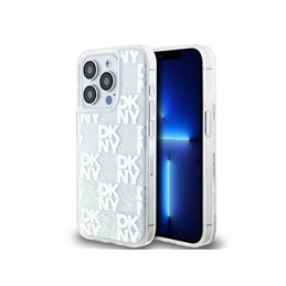 DKNY iPhone 15 Pro white hardcase Liquid Glitter Multilogo