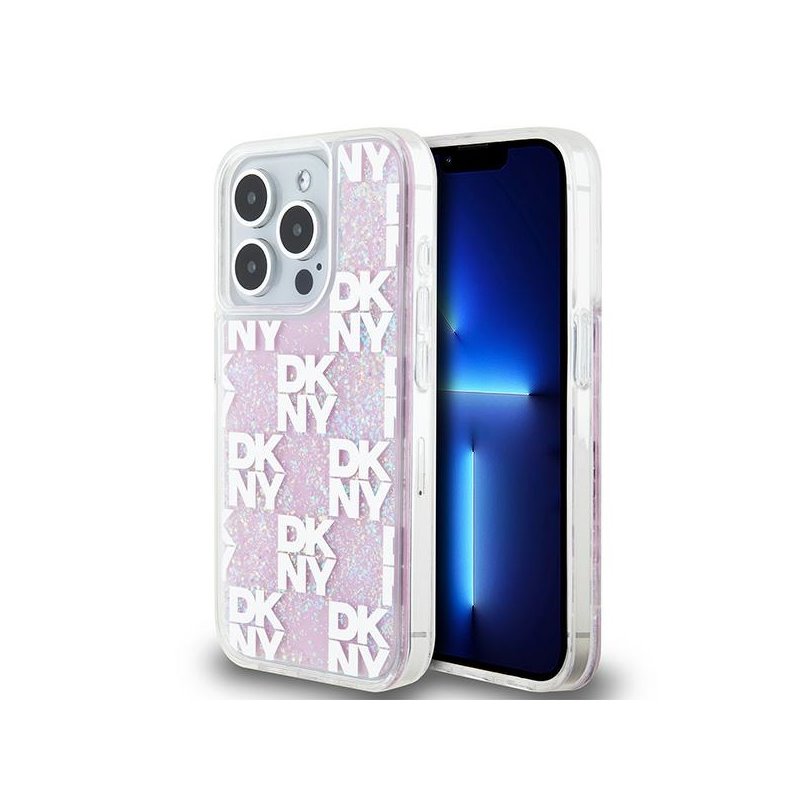 DKNY iPhone 15 Pro pink hardcase Liquid Glitter Multilogo DKNY iPhone 15 Pro pink hardcase Liquid Glitter Multilogo