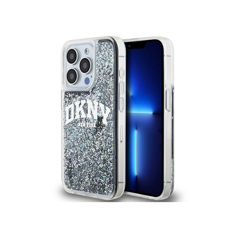 DKNY iPhone 14 Pro black hardcase Liquid Glitter Big Logo