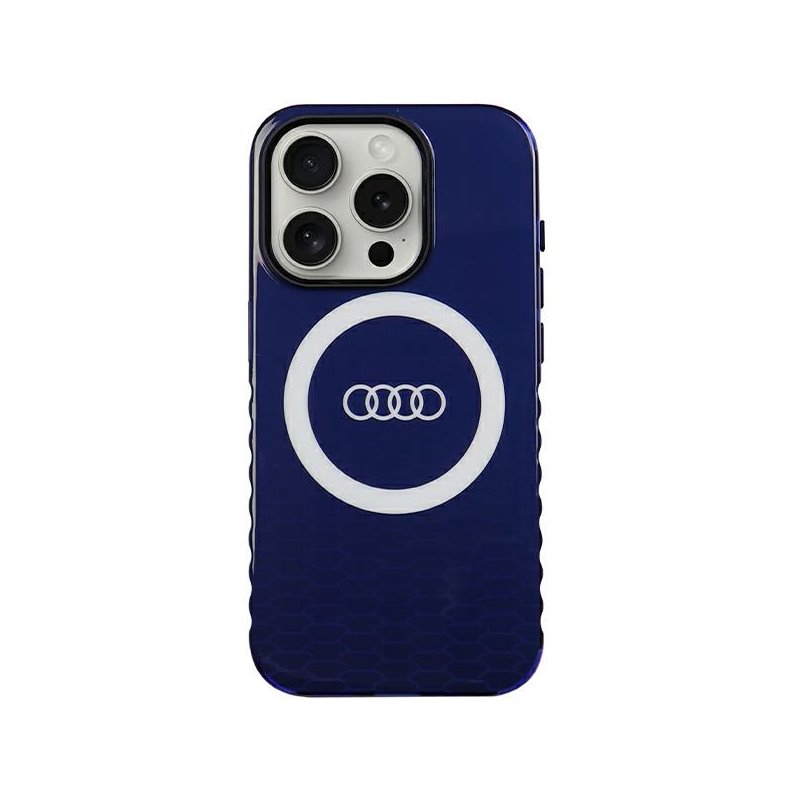Audi iPhone 15 Pro navy blue hardcase IML Big Logo MagSafe Case Audi iPhone 15 Pro navy blue hardcase IML Big Logo MagSafe Case