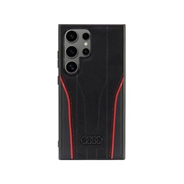 Audi Samsung Galaxy S24 Ultra black-red hardcase Genuine Leather MagSafe