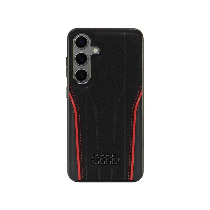 Audi Samsung Galaxy S24 S921 black-red hardcase Genuine Leather MagSafe Audi Samsung Galaxy S24 S921 black-red hardcase Genuine Leather MagSafe