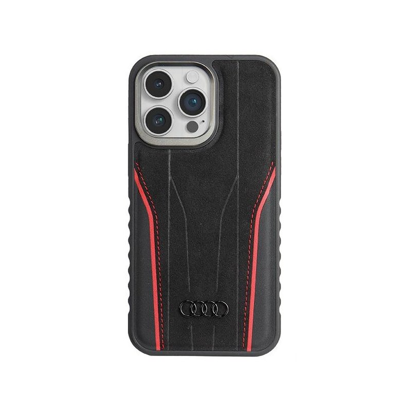 Audi iPhone 14 Pro Max black-red hardcase Genuine Leather MagSafe Audi iPhone 14 Pro Max black-red hardcase Genuine Leather MagSafe