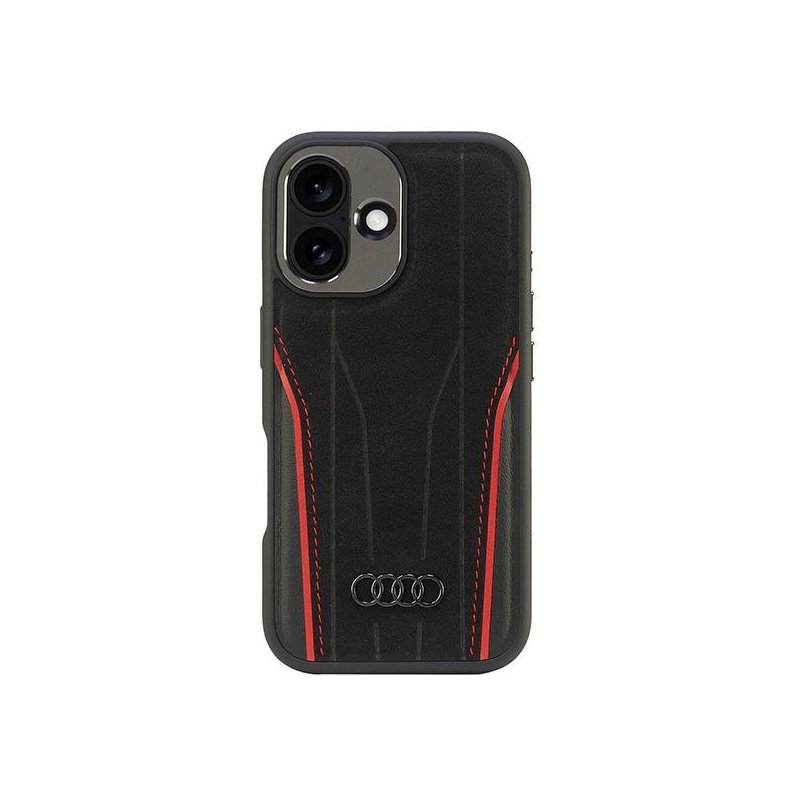 Audi iPhone 16 black-red hardcase Genuine Leather MagSafe Audi iPhone 16 black-red hardcase Genuine Leather MagSafe