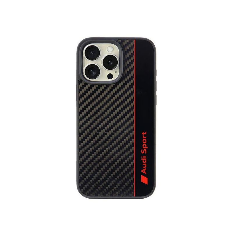 Audi iPhone 16 Pro Max black hardcase Carbon Fiber Stripe
