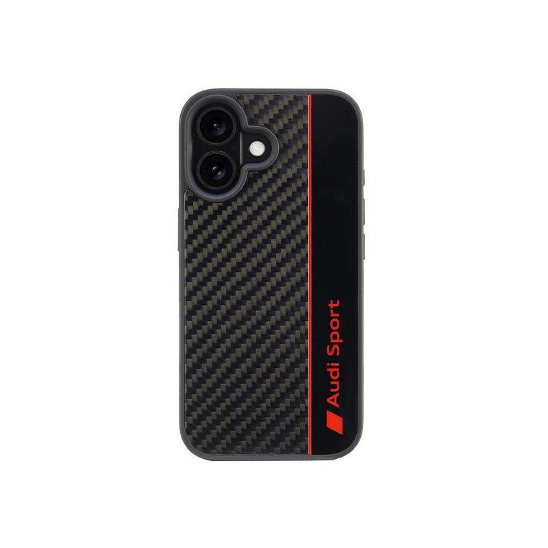 Audi iPhone 16 black hardcase Carbon Fiber Stripe