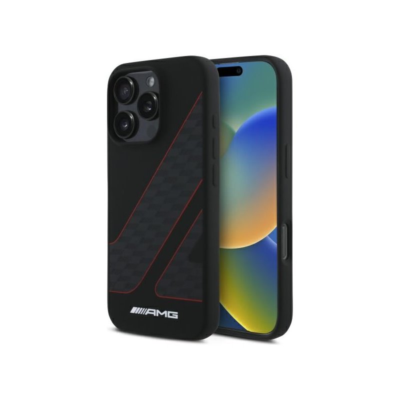 AMG iPhone 16 Pro black hardcase Checkered Flag Pattern MagSafe AMG iPhone 16 Pro black hardcase Checkered Flag Pattern MagSafe