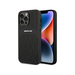 AMG iPhone 14 Pro Max black hardcase with Leather Curved Lines and MagSafe