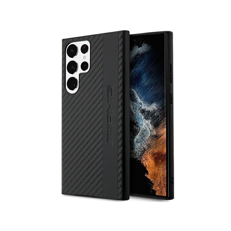 AMG Samsung Galaxy S23 Ultra black hardcase Carbon Stripe & Embossed design AMG Samsung Galaxy S23 Ultra black hardcase Carbon Stripe & Embossed design