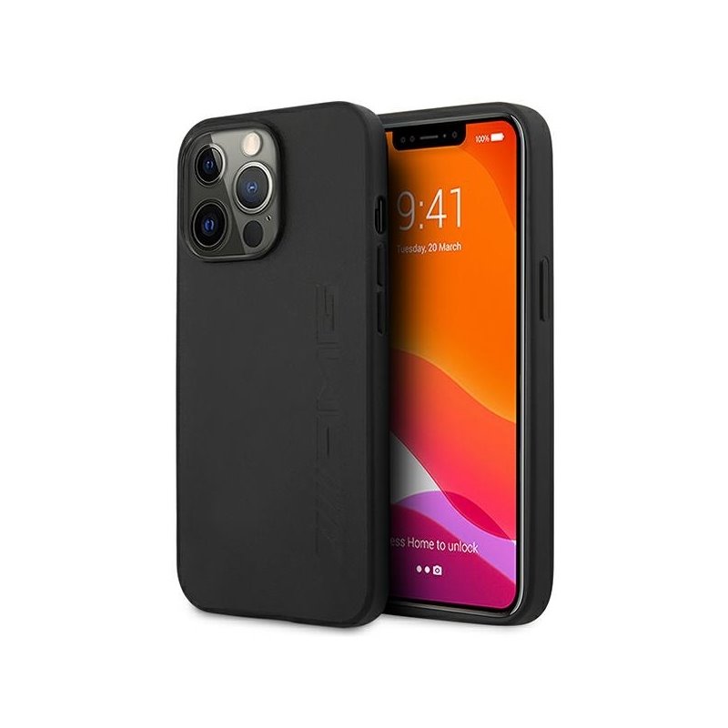 AMG iPhone 14 Pro black hardcase with Leather Hot Stamped design