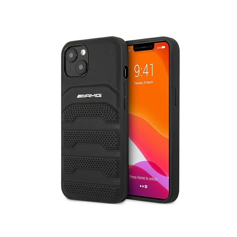 AMG iPhone 13 mini black hardcase Leather Debossed Lines