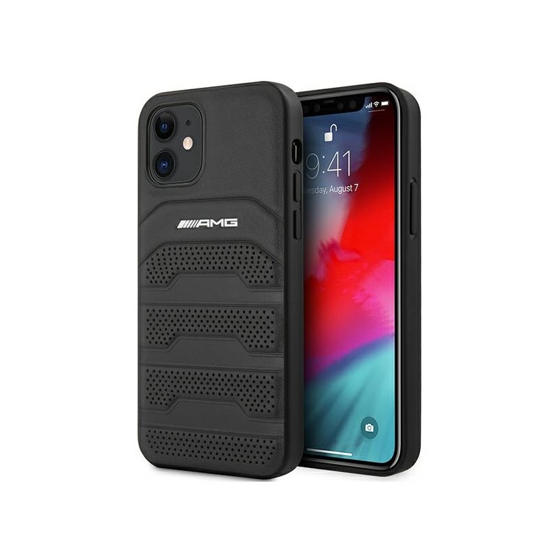 AMG iPhone 12 mini black hardcase Leather Debossed Lines