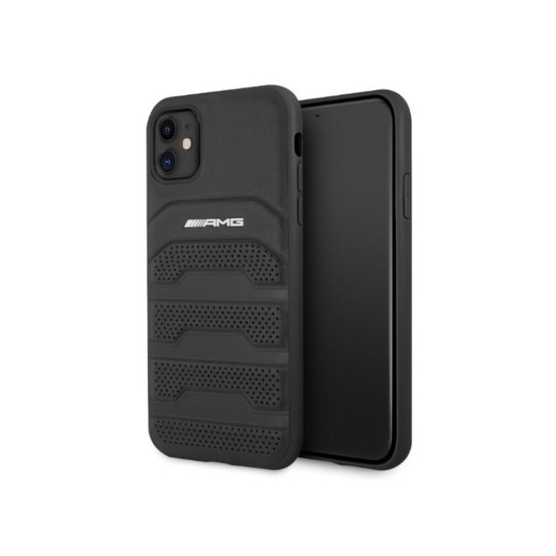 AMG iPhone 11 black hardcase Leather Debossed Lines AMG iPhone 11 black hardcase Leather Debossed Lines