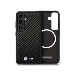 BMW Samsung Galaxy S25+ black Leather Carbon MagSafe Case