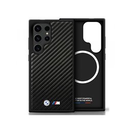BMW Samsung Galaxy S25 Ultra black Leather Carbon MagSafe Case