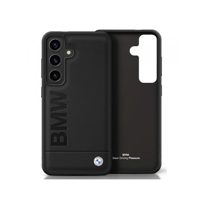 BMW Samsung Galaxy S25 black Leather Big Wordmark